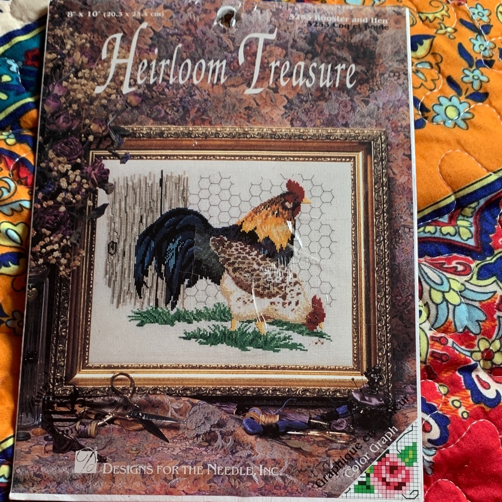 Heirloom Treasure Rooster and Hen Cross Stitch Kit